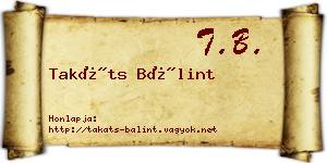 Takáts Bálint névjegykártya